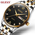 OLEVS 5570 Alloy Case Clock Men Fashion Casual Men's Wristwatch Water Resistant Feature Analog  Steel Belt  Quartz Watch